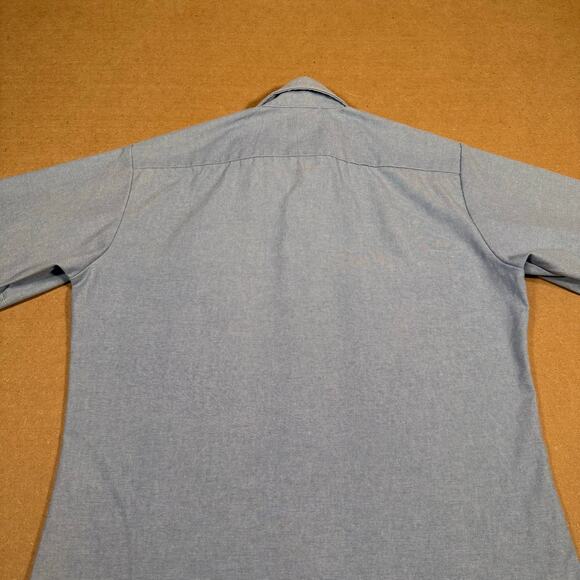 Vintage 70s Blue Chambray Short Sleeve Work Shirt Double Pocket USA Made M - Picture 8 of 8
